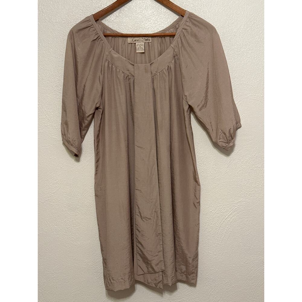 VTG Love Notes 90s Y2K Baby Doll Dress M Tan Classy Soft Girl